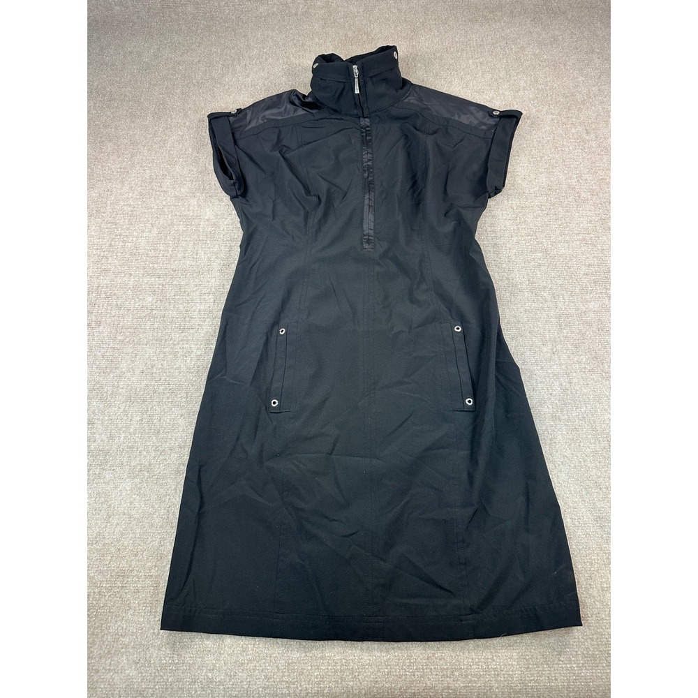 Chicos Zenergy Black Half Zip Mock Neck Athleisure Dress Size 0.5 XS/S